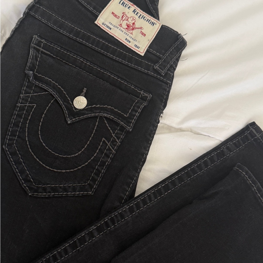 True Religion Men's Black Slim Straight Jeans